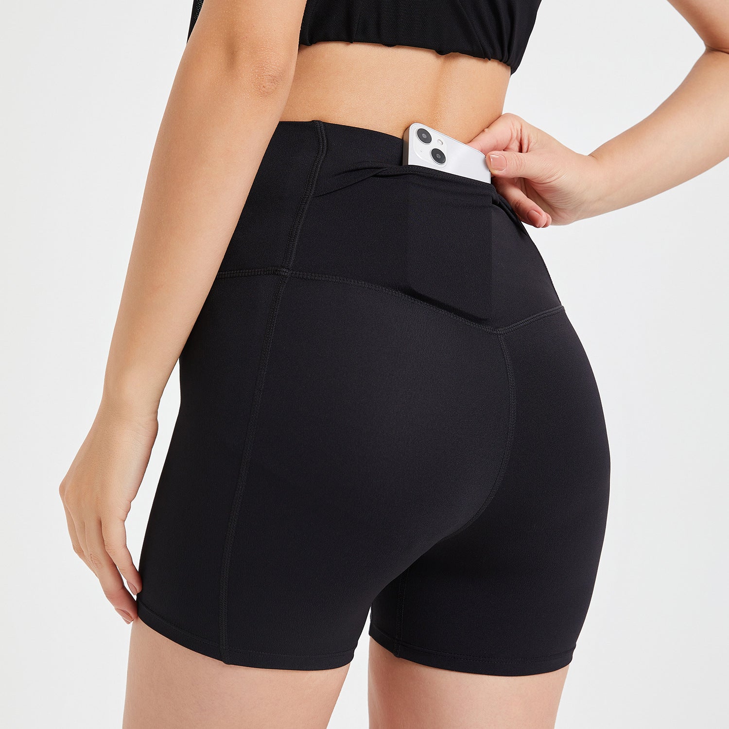 No Embarrassment Line Sports Shorts Women Back Pocket High Waist Hip Lift Cloud Sense Yoga Shorts Outer Wear Running Fitness Pants