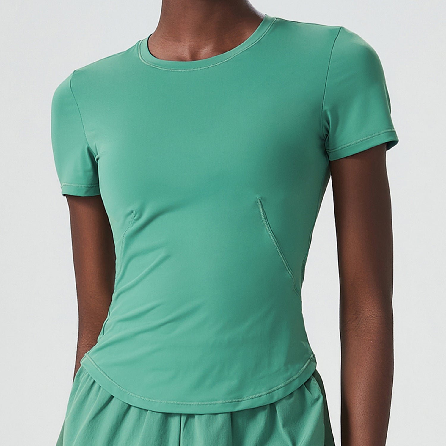 Cold Cover Skinny Exercise Top Women Small Waist Short Sleeve Yoga Suit Top Slim Fit Quick Drying Fitness T shirt