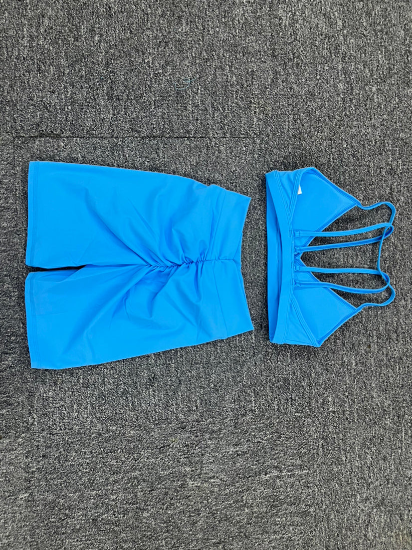 Quick Drying Nude Feel Yoga Suit Sexy Sports Running Fitness Clothes Suit Beauty Back Yoga Two Piece Set