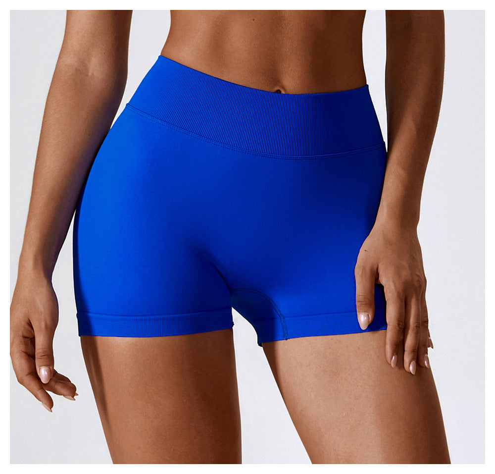 Sollinarry Seamless High Waist Yoga Shorts Belly Contracting Hip Raise Fitness Pants Outer Wear Running Exercise Shorts