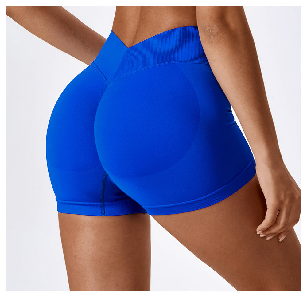 Sollinarry Seamless High Waist Yoga Shorts Belly Contracting Hip Raise Fitness Pants Outer Wear Running Exercise Shorts