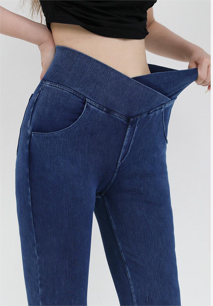 High Waist Slimming Intersection Bag Denim Fitness Bell Bottom Pants Women Stretch Tight Sports Yoga Outerwear Casual Pants