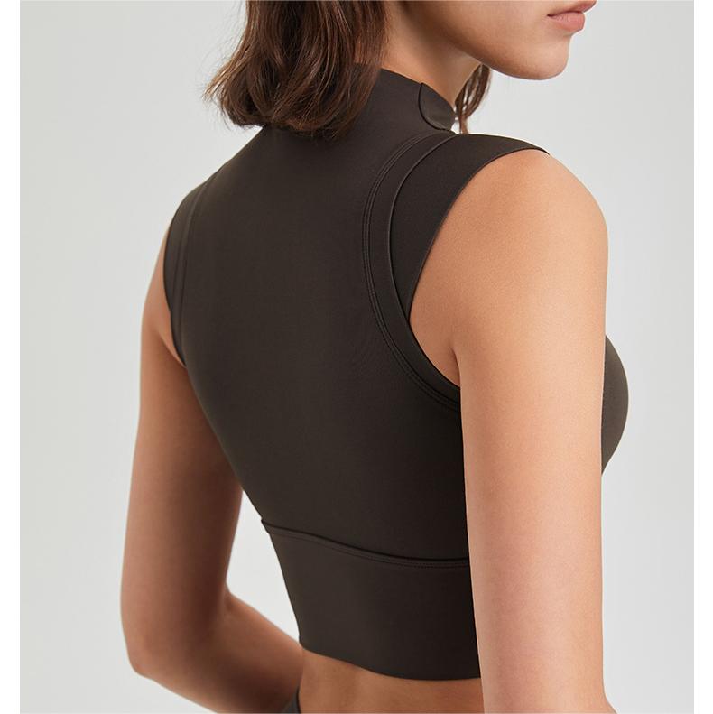 Ropa interior de licra elástica de alta elasticidad a prueba de golpes para correr, ejercicio, cuello alto, copa fija, ropa de yoga, sujetador, chaleco de secado rápido, top de entrenamiento