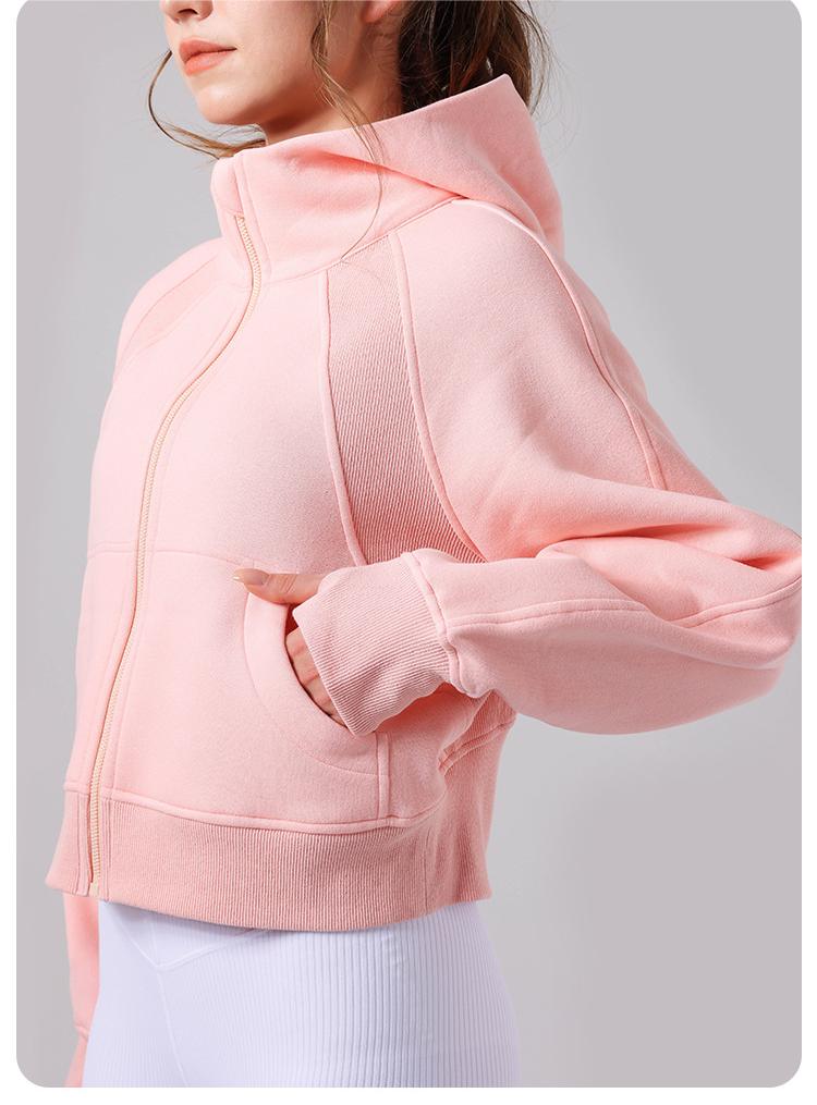 Pull à capuche épais et ample, style décontracté, fermeture éclair intégrale, idéal pour le yoga en automne et en hiver. Vêtements de sport pour femmes.