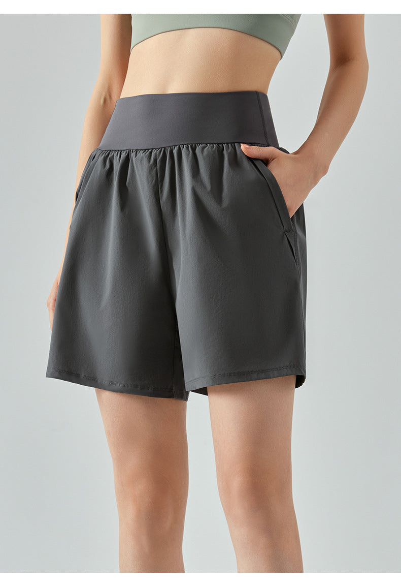 Summer Five Point Yoga Shorts High Waist Belly Contracting Loose Casual Sports Shorts Running Fitness Yoga Pants Women