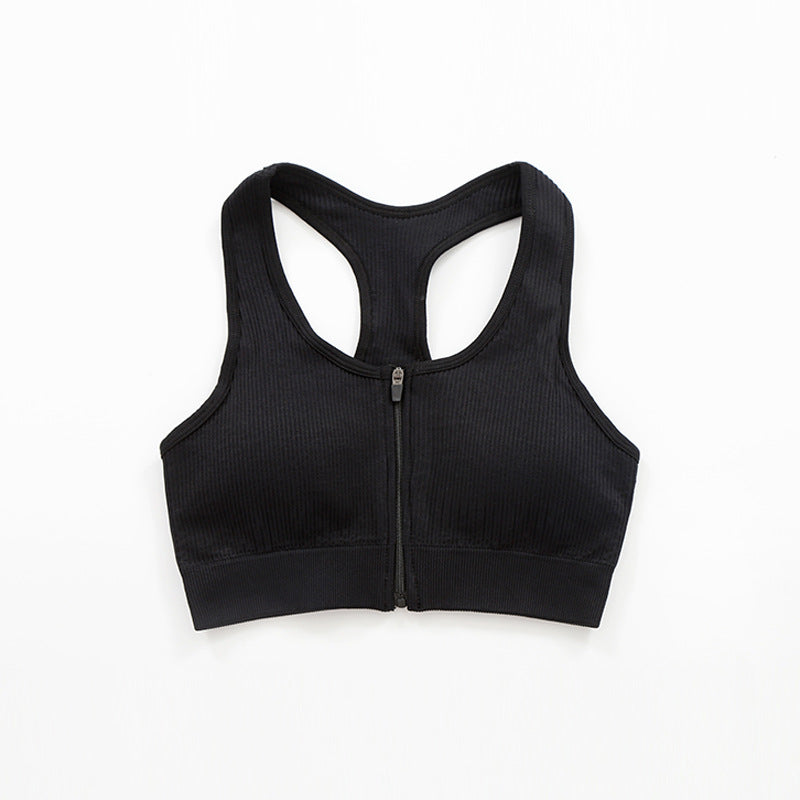 Slim Fit Zipper Nude Feel Yoga Clothes With Chest Pad Waist Tight Yoga Clothes Suit High Waist Belly Contracting Nude Feel Yoga Clothes