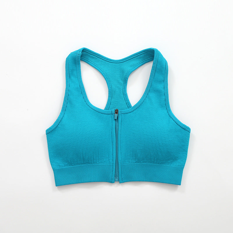 Slim Fit Zipper Nude Feel Yoga Clothes With Chest Pad Waist Tight Yoga Clothes Suit High Waist Belly Contracting Nude Feel Yoga Clothes