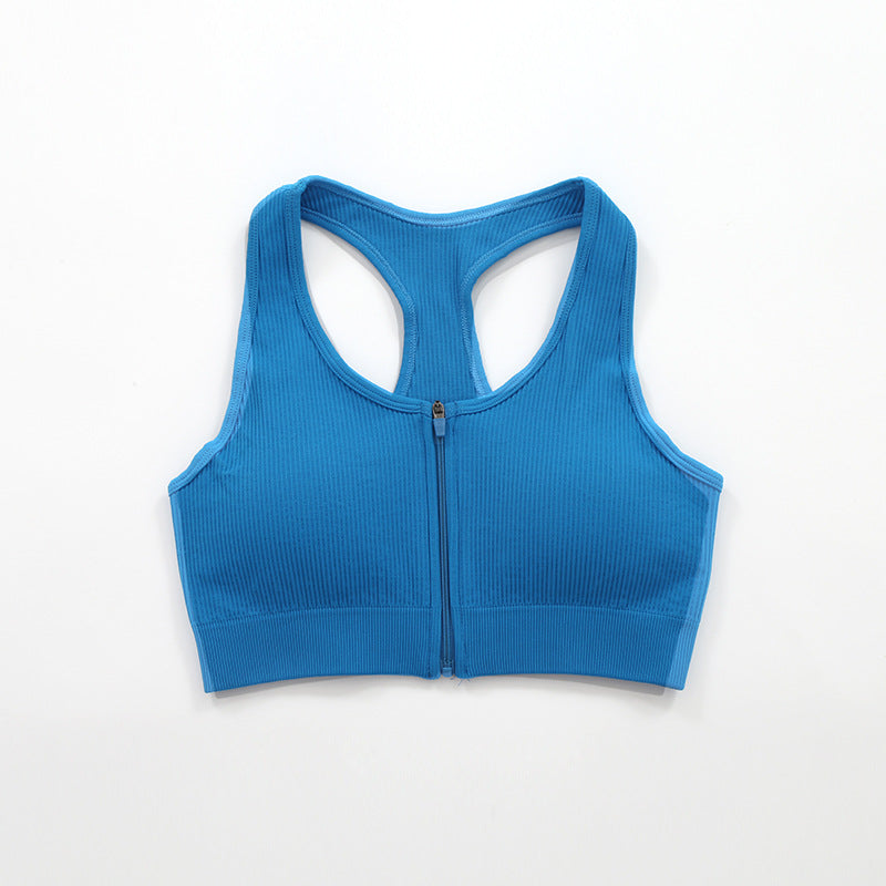 Slim Fit Zipper Nude Feel Yoga Clothes With Chest Pad Waist Tight Yoga Clothes Suit High Waist Belly Contracting Nude Feel Yoga Clothes