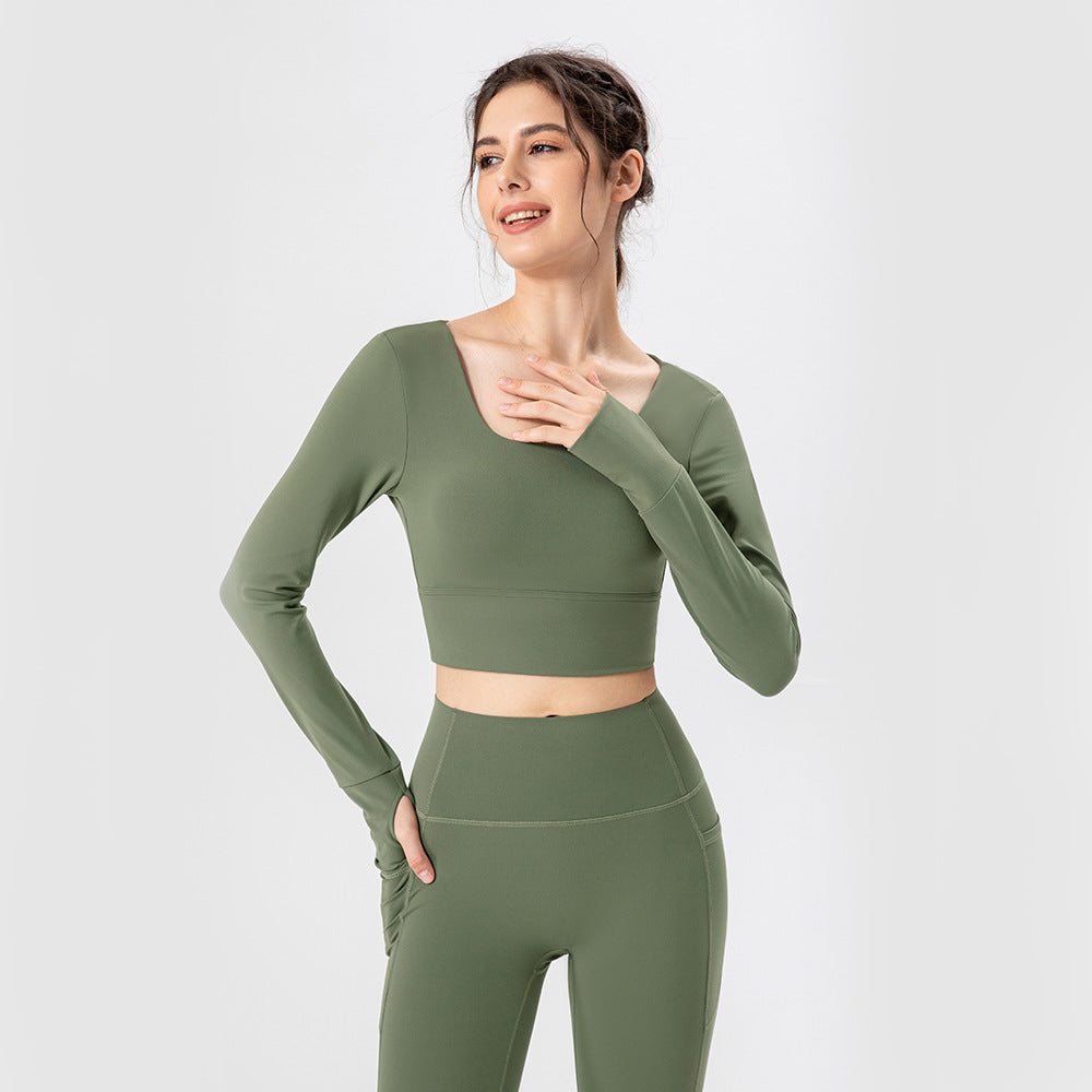 Collection Respiration Automne Hiver Vêtements de Yoga Femme Coussinet de Poitrine Haut de Sport Course à Pieds Protection Solaire Sensation Naturelle Respirant Manches Longues