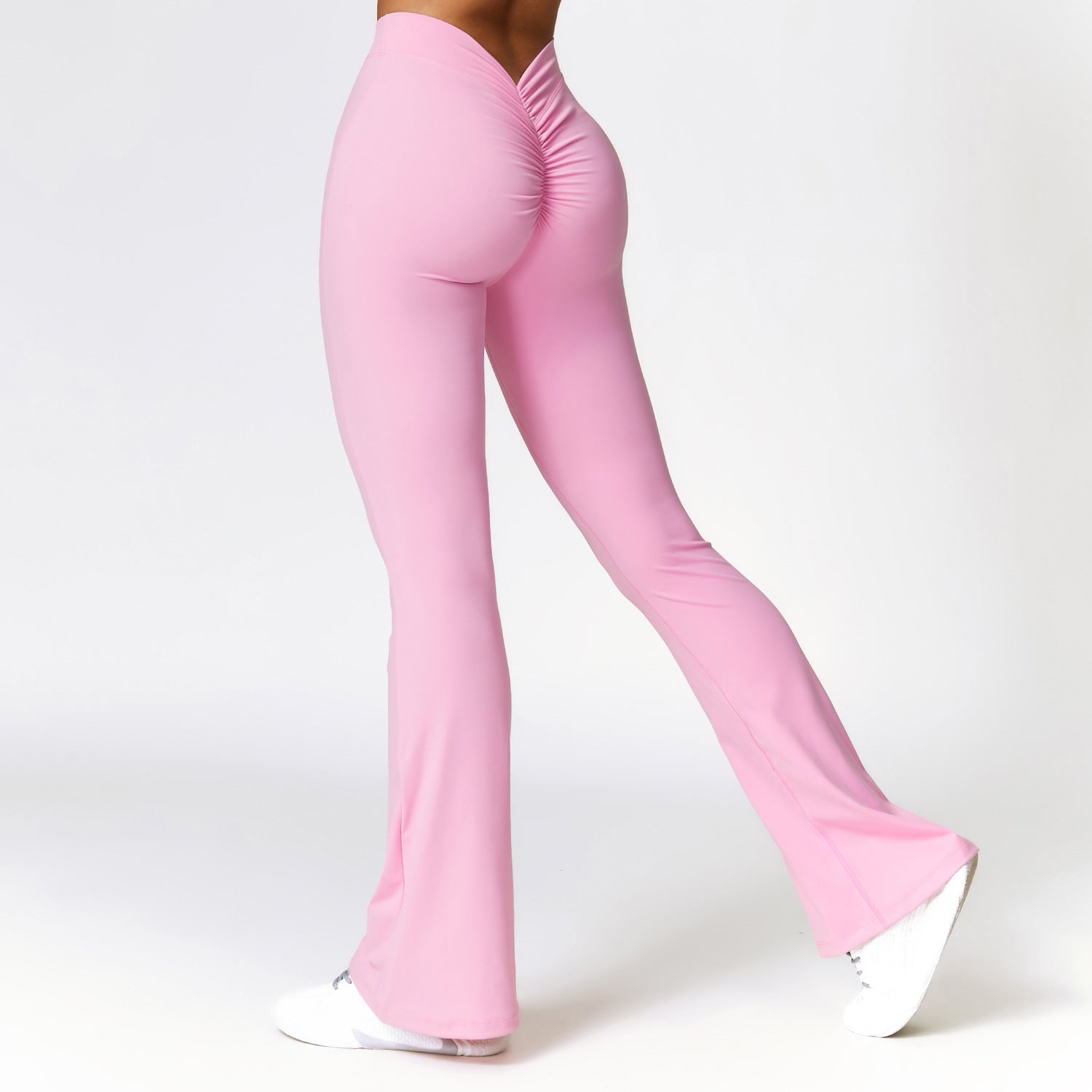 Sollinarry Peach Hip Raise Yoga BellBottom Pants Fitness Sports Wide Legs Bootcut Trousers High Waist Quick Drying Yoga Pants Women
