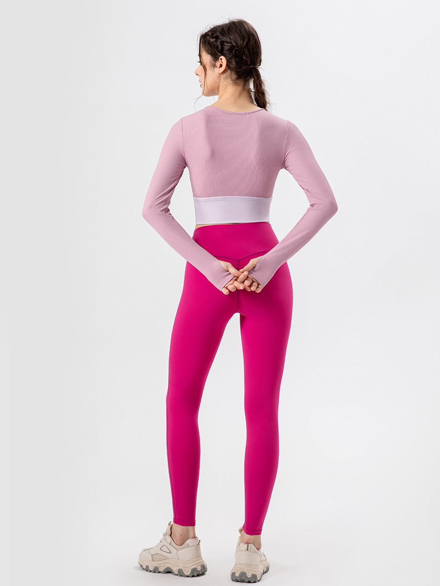 Women Autumn Winter Yoga Long Sleeve With Chest Pad Nude Feel Workout Clothes Slimming Outdoor Running Skinny Exercise Top