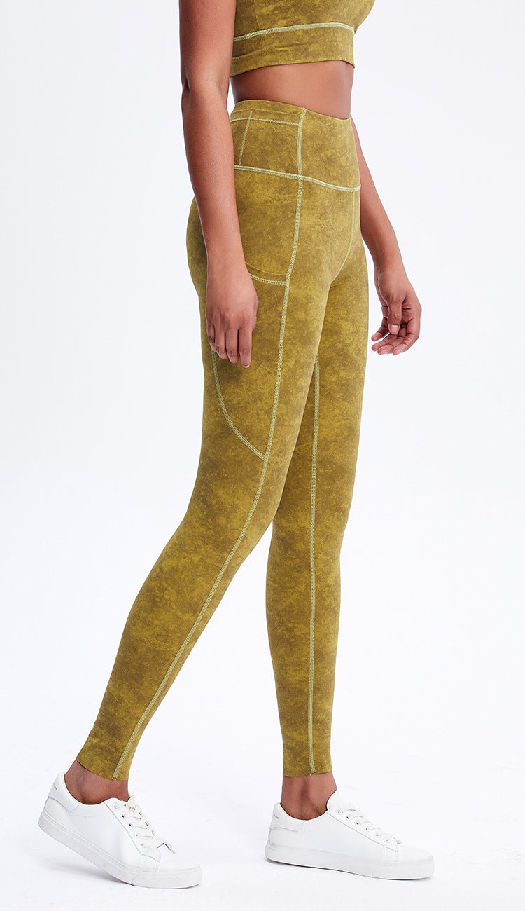 Nude Feel Pocket Sports Tights High Waist Hip Lift Running Stretch Fitness Quick Drying Yoga Pants Women