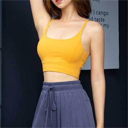 Summer Sports Underwear Women Running Yoga Vest Wireless Push up Workout Clothes Beauty Back Spaghetti Strap Bra