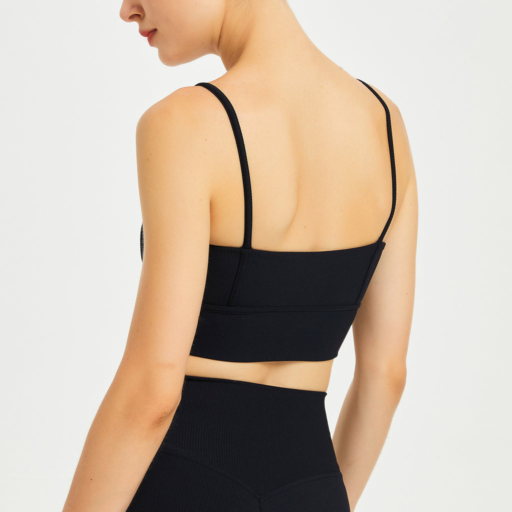 Ropa interior para hacer ejercicio para correr, chaleco para mujer, sujetador de entrenamiento a prueba de golpes, tirantes finos, ropa de yoga con espalda descubierta