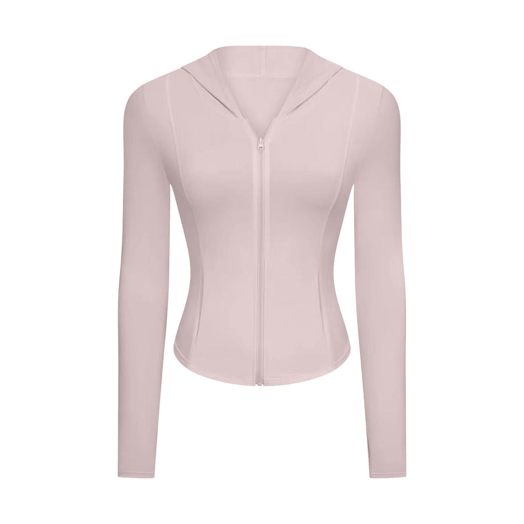 Cool Feeling Sun Protection Sports Coat Women Slim Fit Slimming Zipper Hoodie Running Quick Drying Workout Top