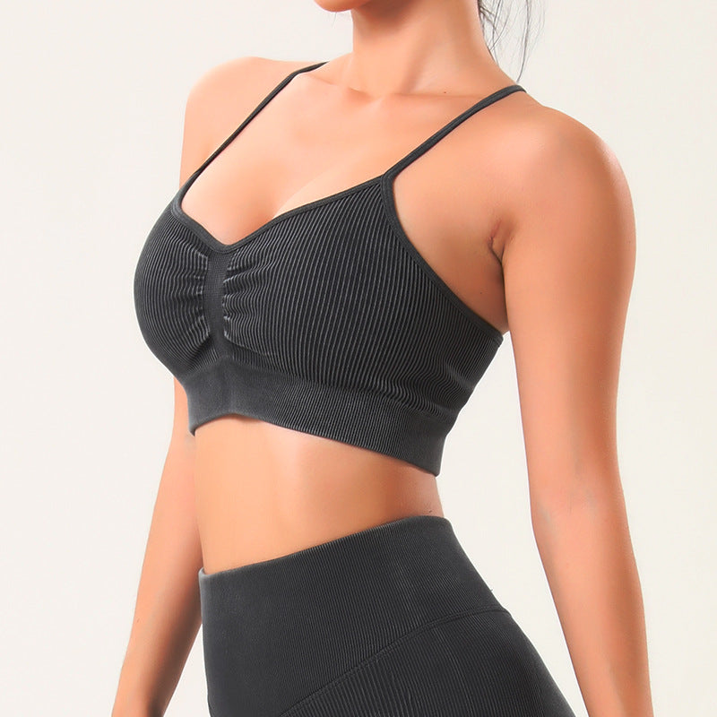 Stone Washed Seamless Yoga Suit Women Thread Fitness Suit Yoga Jacket Fitness Yoga Pants Sports Trousers