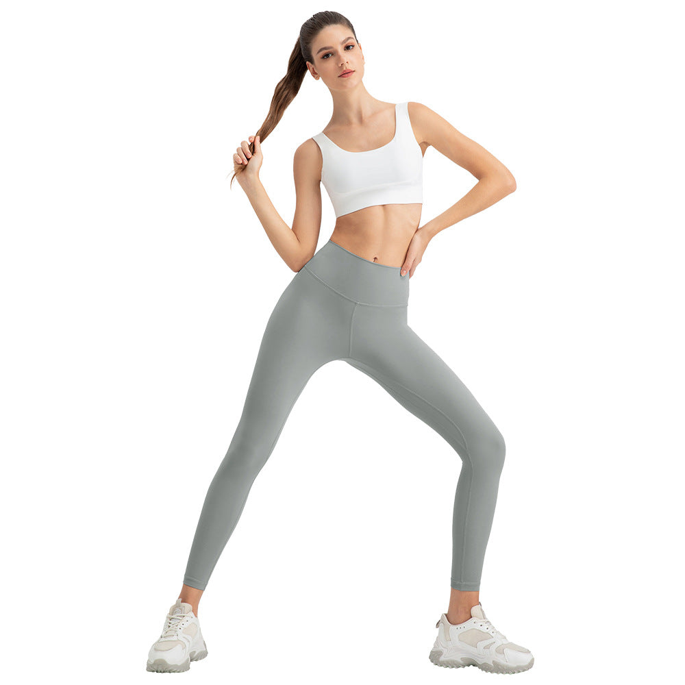 Fine Yarn Women Summer Yoga Pants Lightweight Breathable Tight Nude Feel High Waist Hip Lift Running Fitness Ankle Length Sports Pants