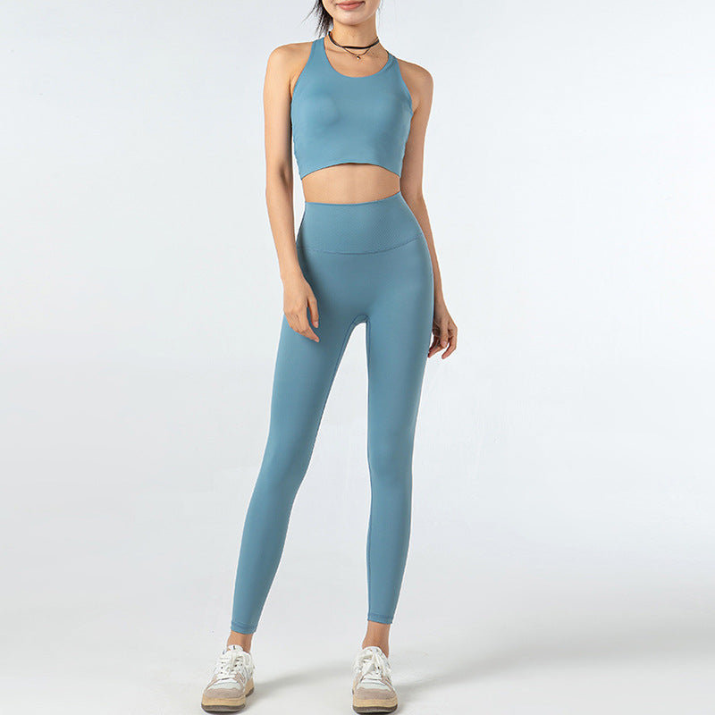 Fixed Chest Pad Underwear Sports Vest Slimming Fitness Suit Breathable Quick Drying Running Belly Contracting Yoga Clothes Two Piece Set