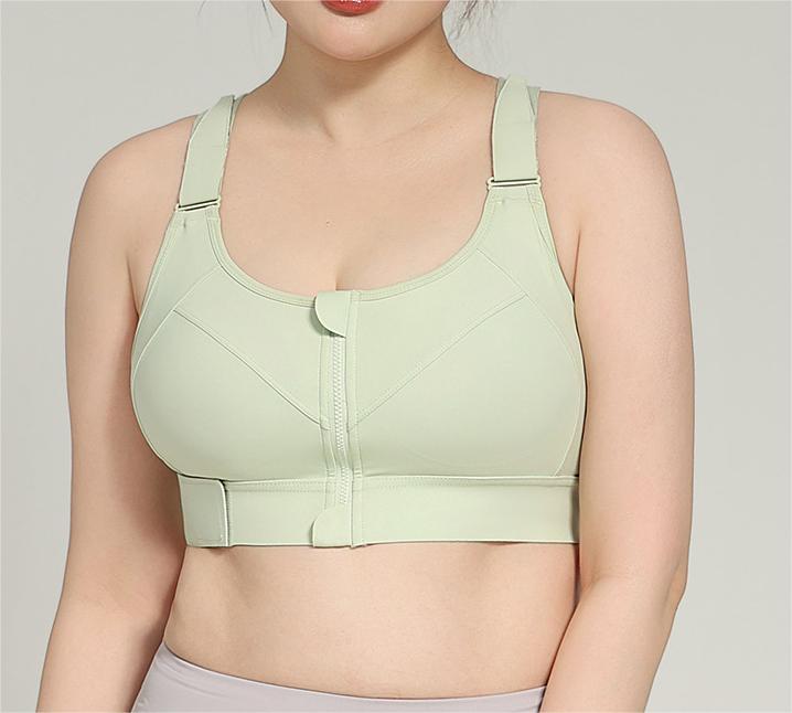 High Strength Shockproof Sports Underwear Women Running Training Yoga Ykk Front Zipper Velcro Bra