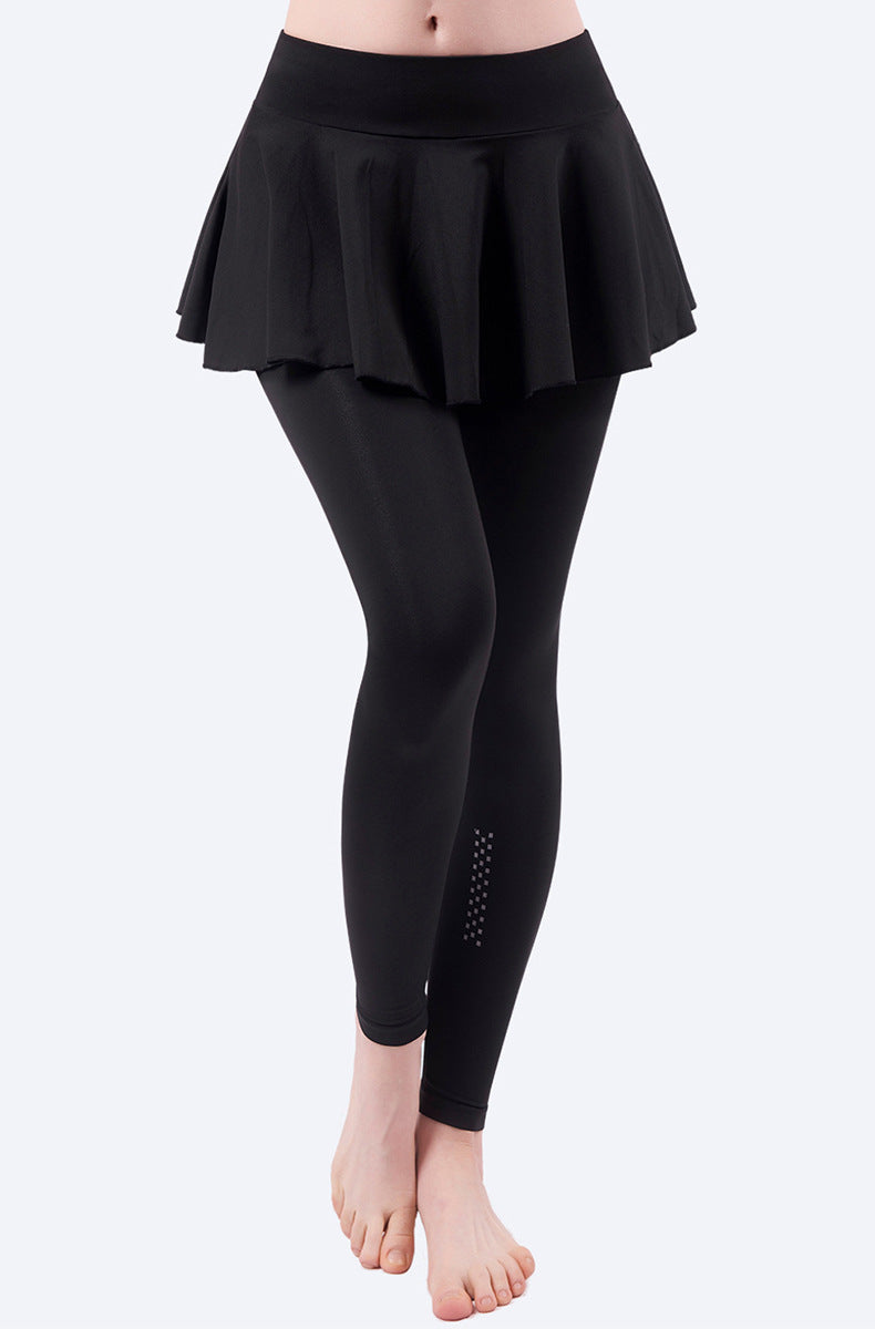 Falda deportiva plisada de dos piezas para mujer, con cintura alta, para yoga, levantamiento de brazos y sudoración intensa.