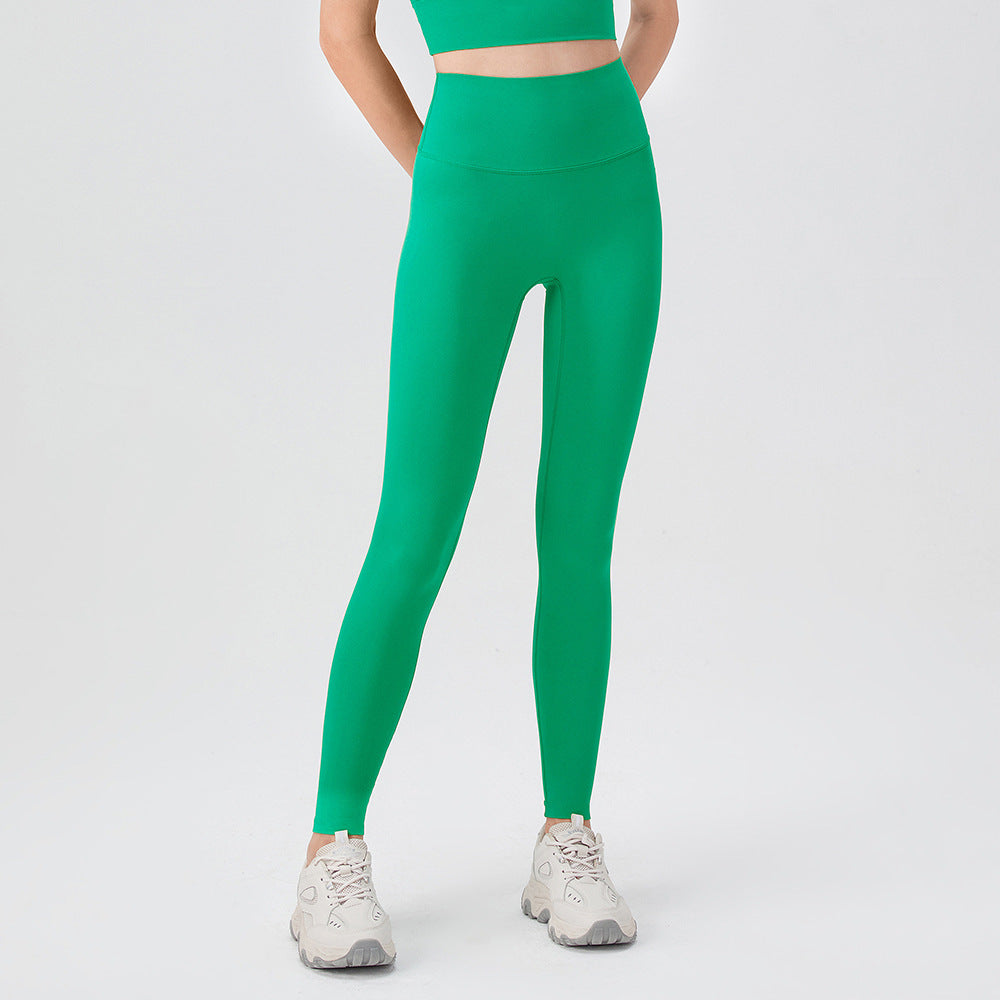 Double 6 Zero Sense Antibacterial No Size Yoga Pants Women Brushed Nude Feel Hip Raise Fitness Pants Tight Running Exercise Pants