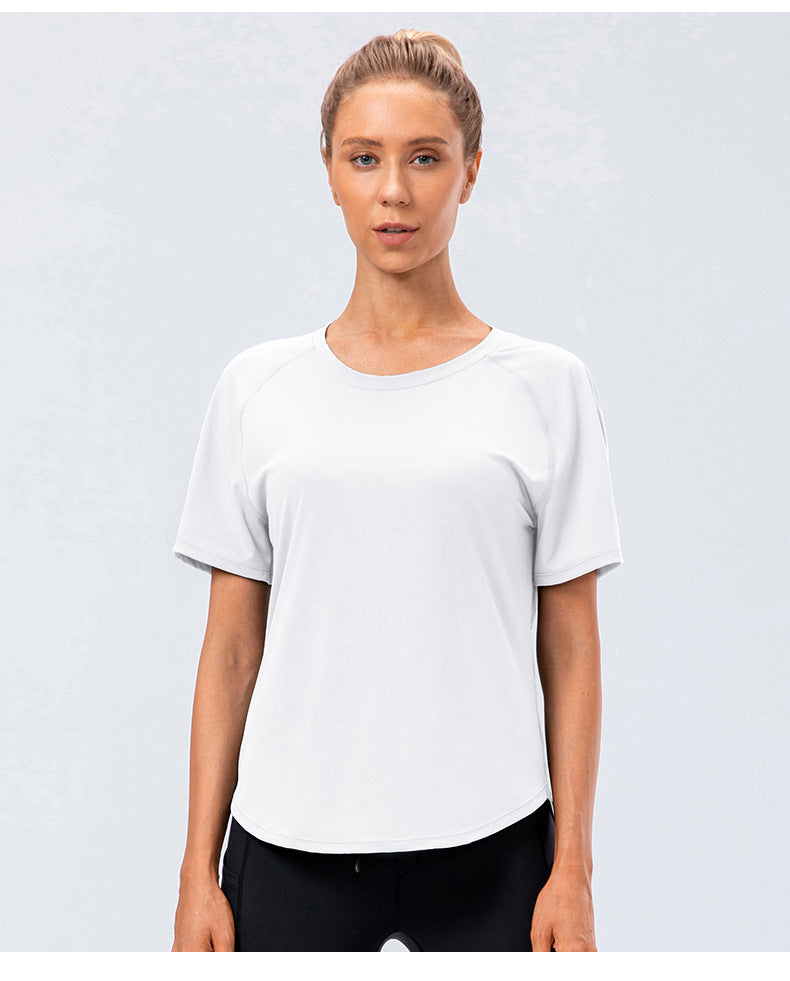 Women Summer Loose Yoga Clothes Nude Feel Brushed Sports Short Sleeve Soft Breathable Workout Running Top T shirt