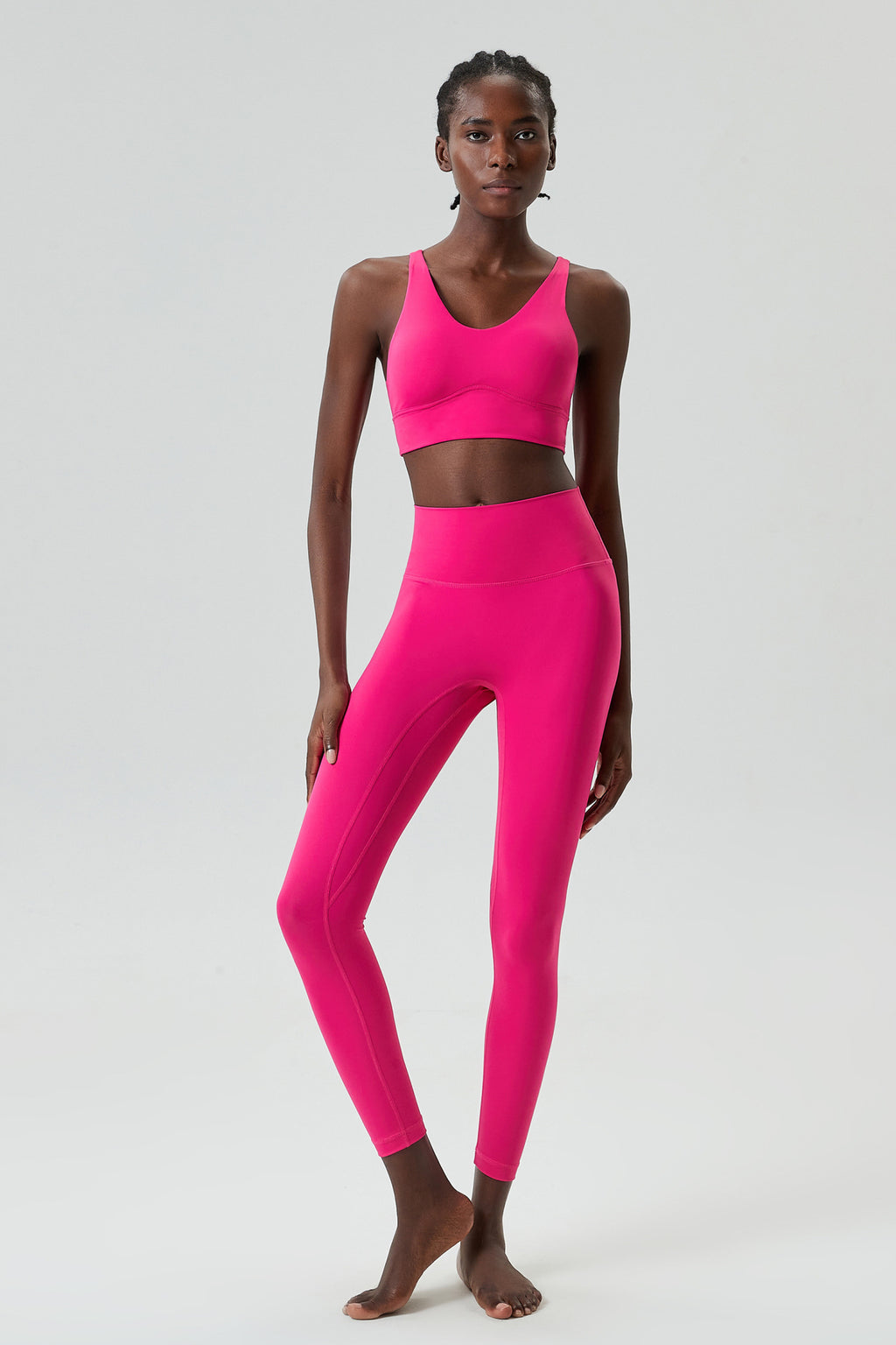 Nude Feel Yoga Suit Women Back Shaping Tight Bottoming Running Sports Workout Aerobics Two Piece Suit