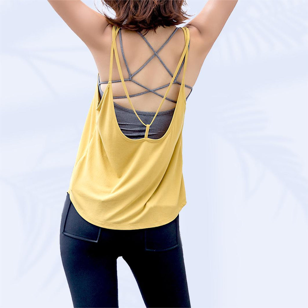 Chaleco deportivo para mujer, ropa deportiva con espalda holgada, tirantes finos, manga corta, camiseta para correr y fitness, blusa de yoga de verano
