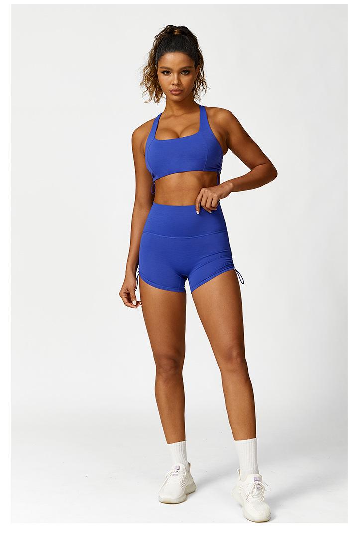 Ropa de yoga transpirable de color sólido, sujetador de yoga, conjunto de yoga de cadera color melocotón, ropa de fitness para correr para mujer