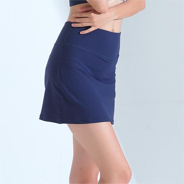 Fitness Yoga Running Exercise Shorts Culottes With Lining Solid Color Anti Exposure