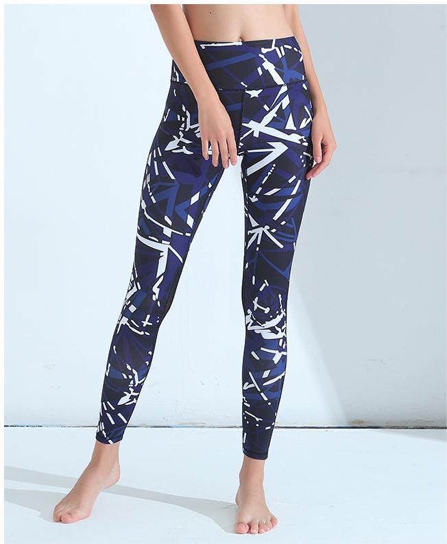 Spring Mesh Stitching Printed Sports Trousers Yoga Pants Fitness Pants Running Trousers