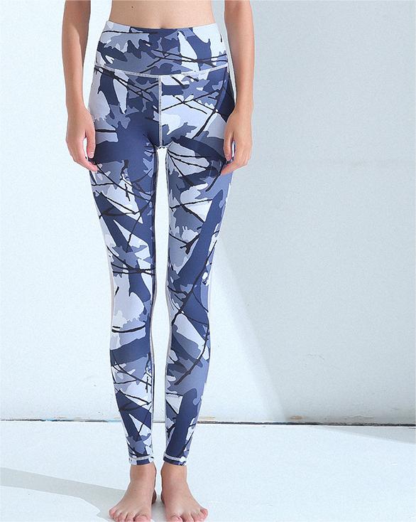 Spring Mesh Stitching Printed Sports Trousers Yoga Pants Fitness Pants Running Trousers