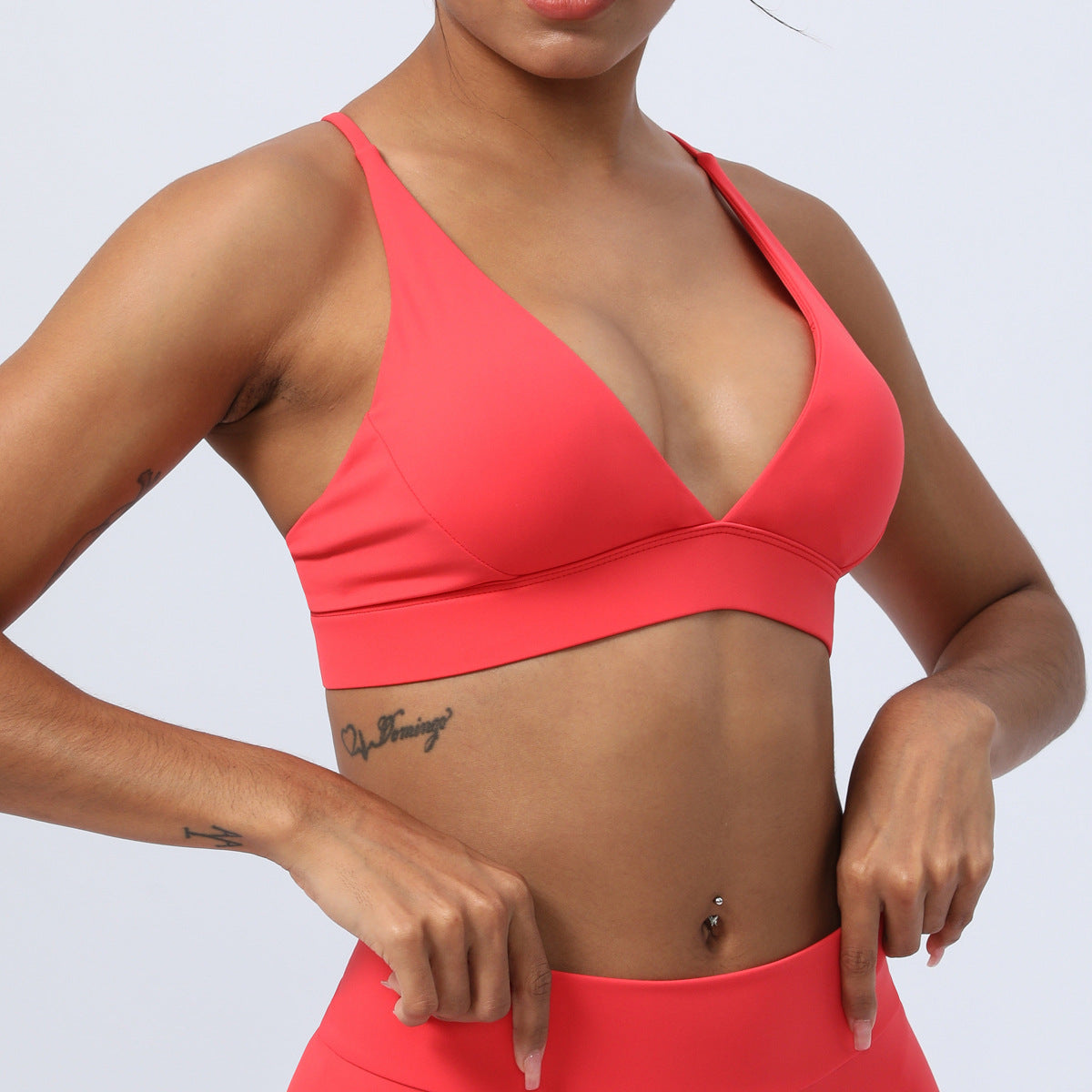 Soutien-gorge de sport sexy pour le yoga, dos croisé, armatures, antichoc, pour la course et l'entraînement (femme)