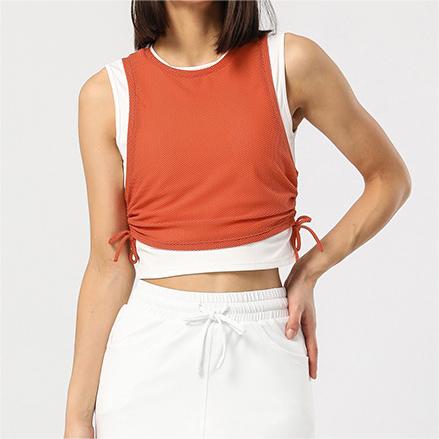 Two Way Color Matching Tennis Sports Vest Mesh Breathable Yoga Vest Women Running Quick Drying Fitness T shirt Top