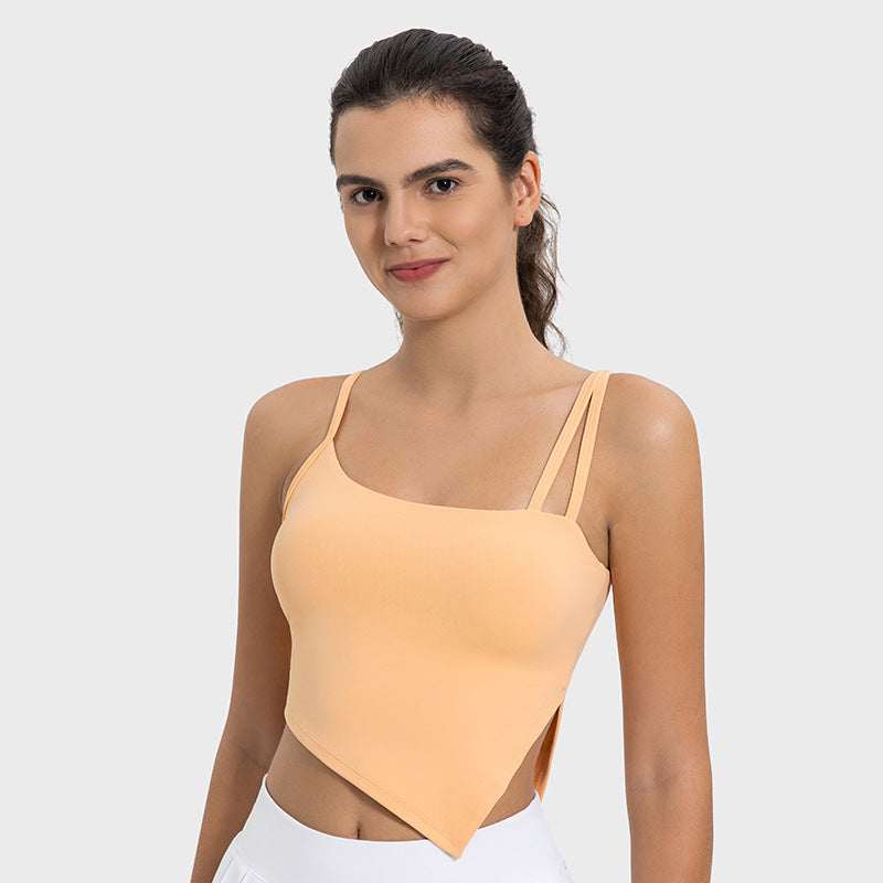 Summer Spaghetti Strap Back Shaping Padded Running Workout Yoga Vest Breathable Breast Holding Sports Underwear
