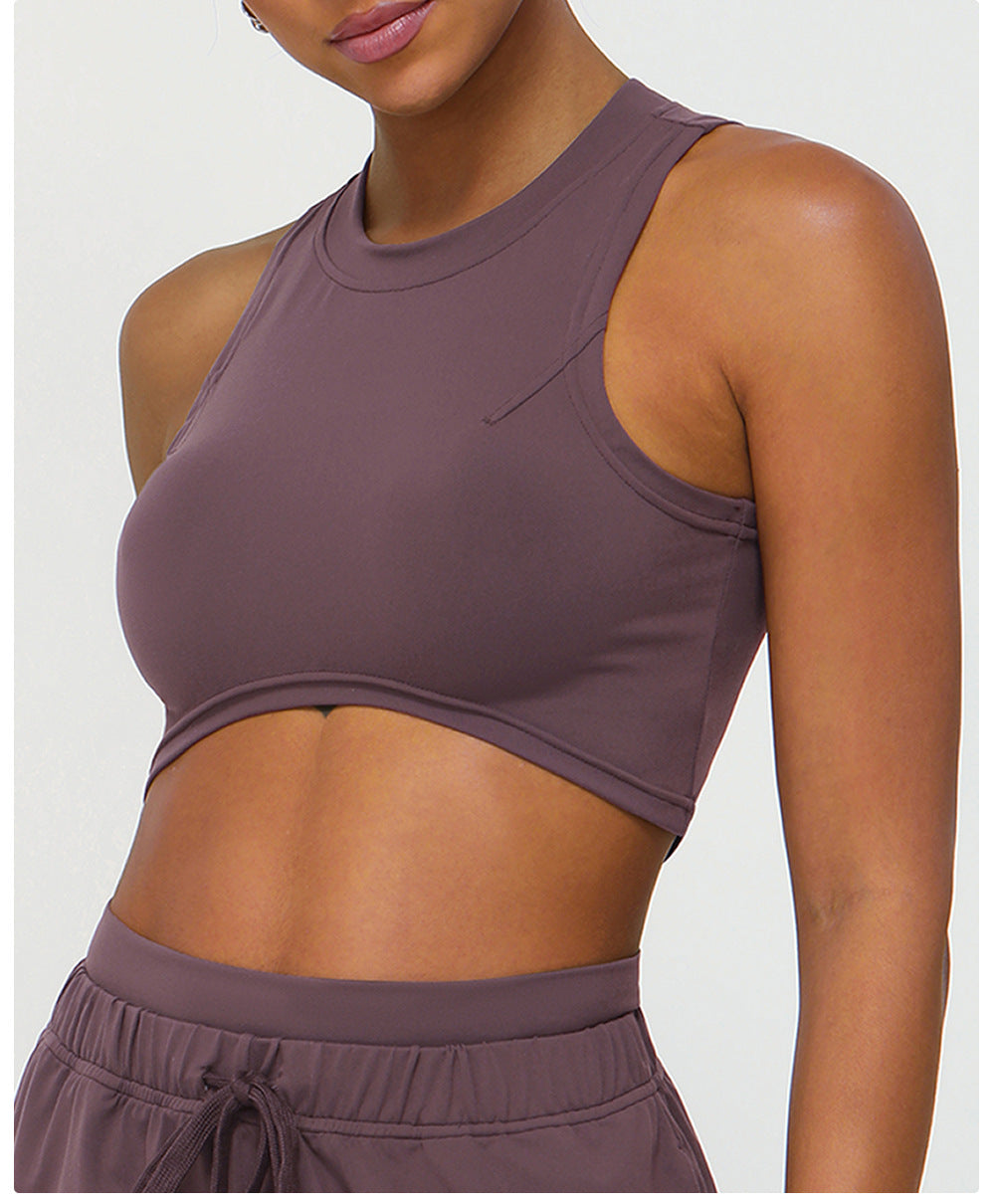 Round Neck Running Quick Drying Yoga Vest Women Summer Sports Yoga Vest without Pad Training Vest Women