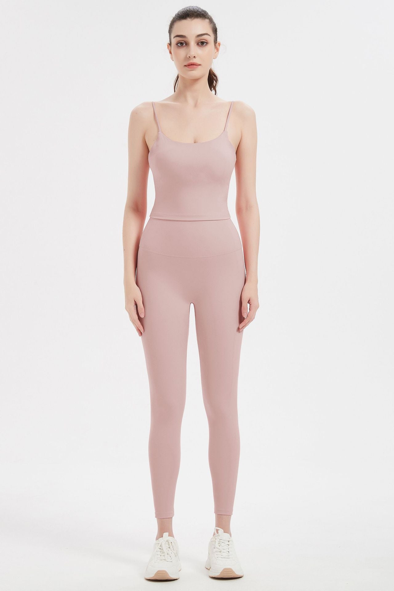 Yoga Wear Suit High Grade Summer With Chest Pad Nude Feel Quick Dry Vest Running Fitness Sportswear Two Piece Set