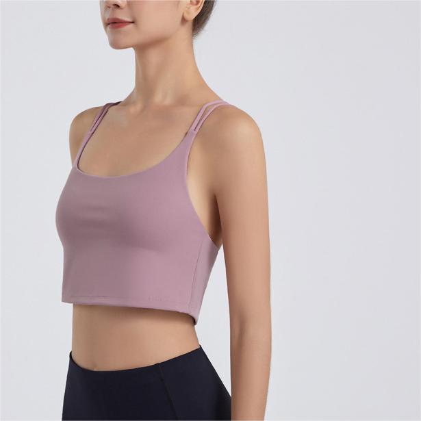 Soutien-gorge de sport pour femme, lingerie de yoga et de sport, bretelles doubles, dos sexy et antichoc, séchage rapide.