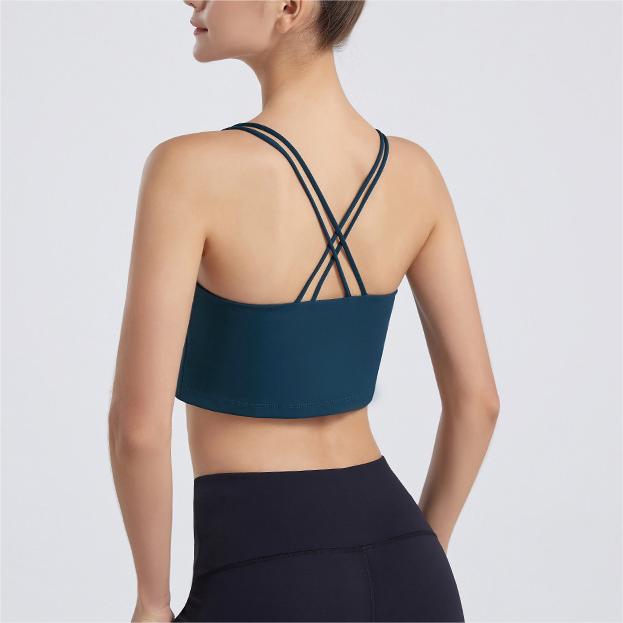 Soutien-gorge de sport pour femme, lingerie de yoga et de sport, bretelles doubles, dos sexy et antichoc, séchage rapide.