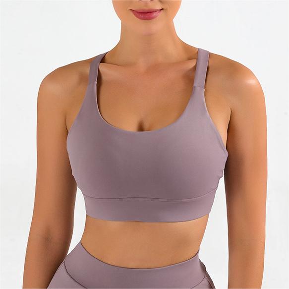 Ropa interior deportiva Nude Feel para mujer, sujetador de yoga ajustable, push up, a prueba de golpes, transpirable, con aberturas y espalda de belleza.