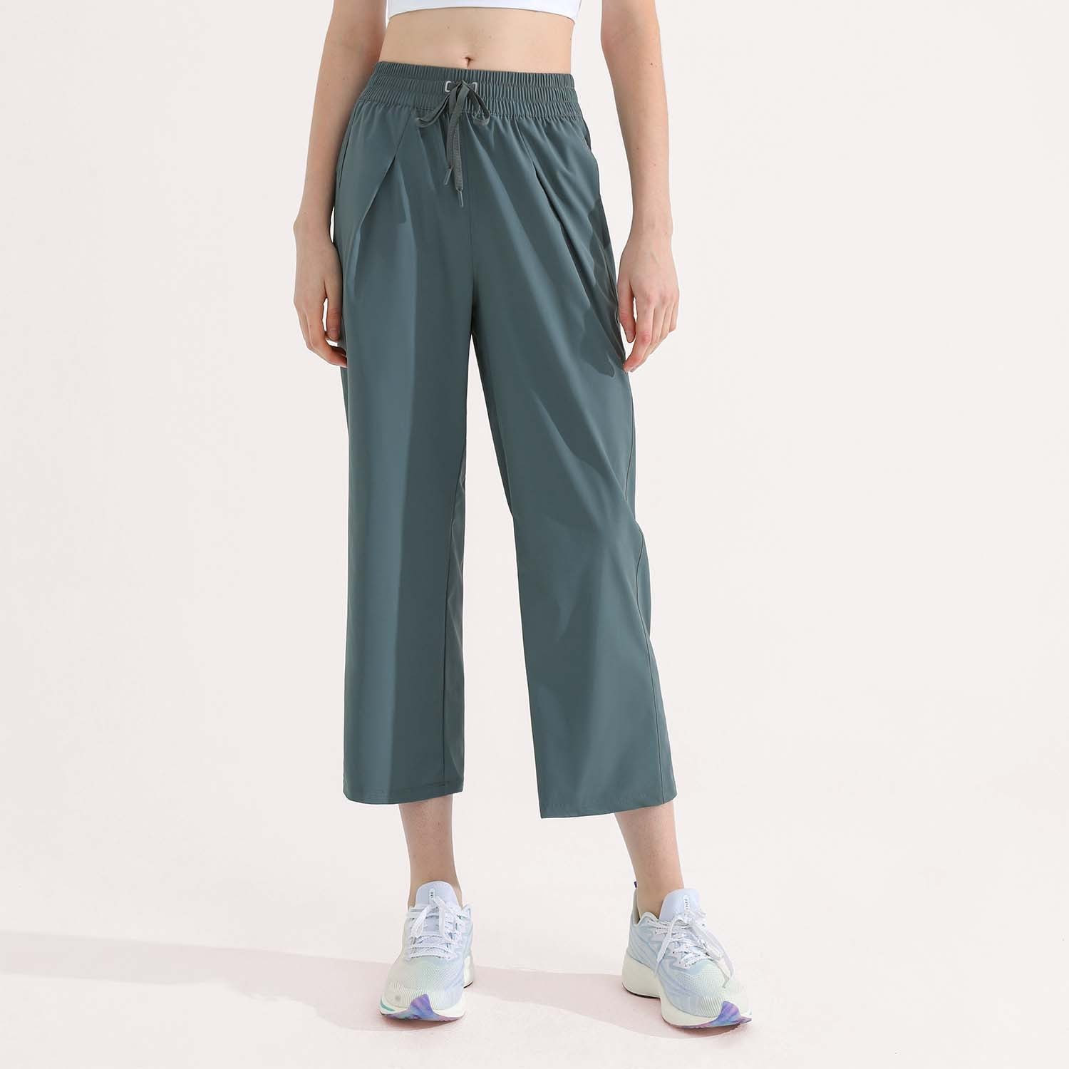 Loose Yoga Sports Pants Women Draping Effect Straight All-Matching Sweatpants Wide Leg Fitness Casual Eighth Pants