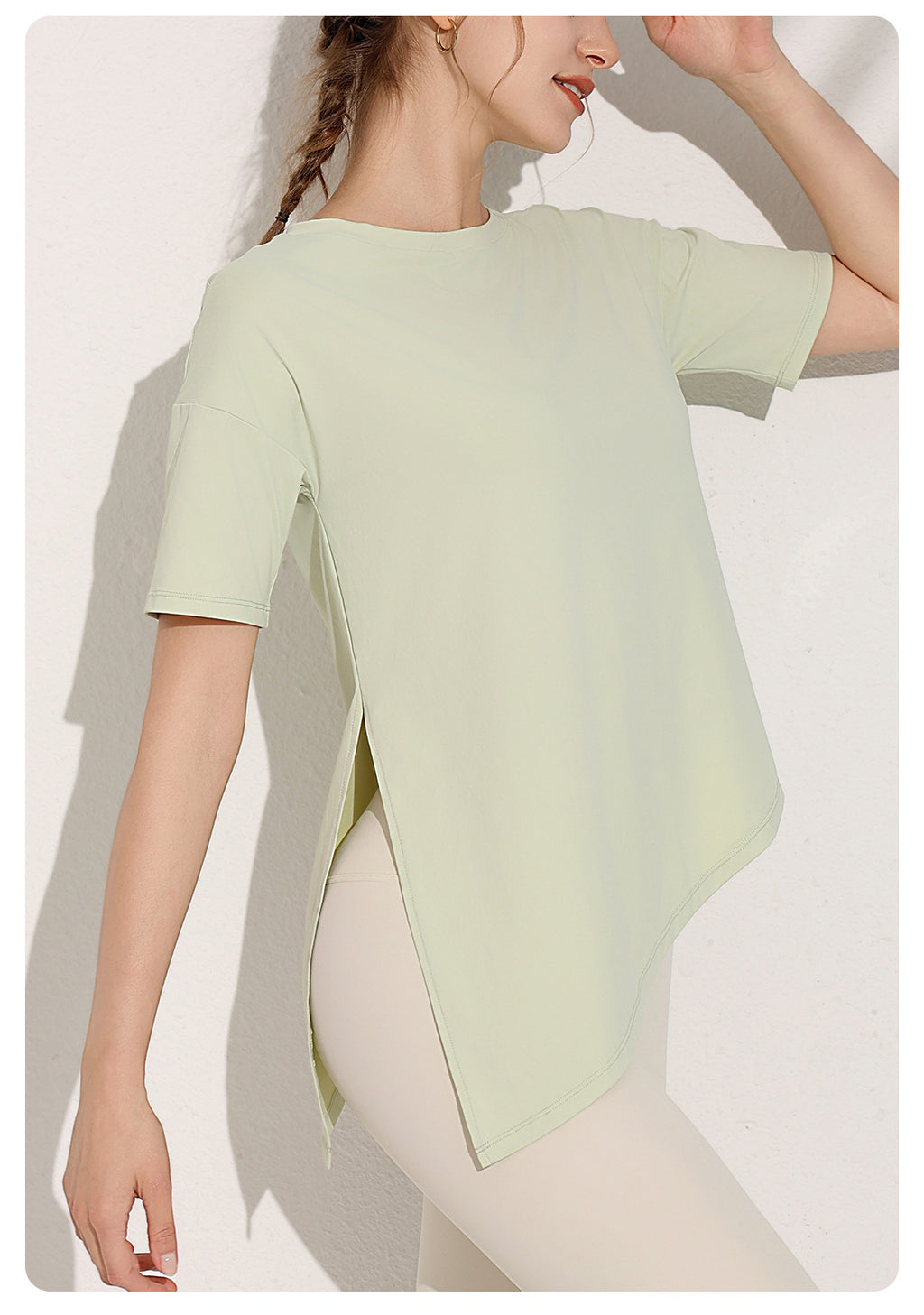 Yoga Clothes T Shirt Women Loose Quick Drying Thin Fitness Clothes Sports Irregular Asymmetric Short Sleeve
