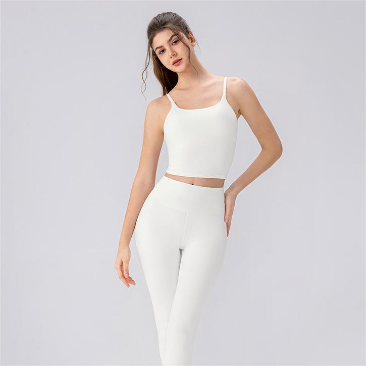 Lycra High Elastic Yoga Clothes Suit Shockproof Running Exercise Vest Nude Feel High Waist Hip Lift Skinny Yoga Pants Two Pieces