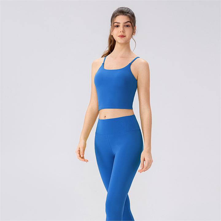 Lycra High Elastic Yoga Clothes Suit Shockproof Running Exercise Vest Nude Feel High Waist Hip Lift Skinny Yoga Pants Two Pieces