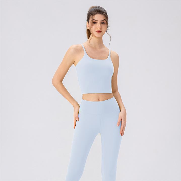 Lycra High Elastic Yoga Clothes Suit Shockproof Running Exercise Vest Nude Feel High Waist Hip Lift Skinny Yoga Pants Two Pieces