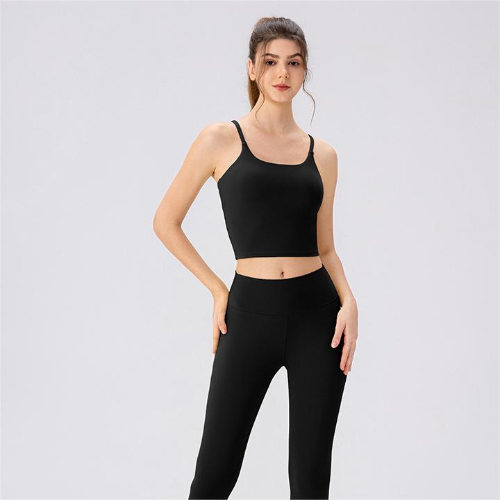 Lycra High Elastic Yoga Clothes Suit Shockproof Running Exercise Vest Nude Feel High Waist Hip Lift Skinny Yoga Pants Two Pieces