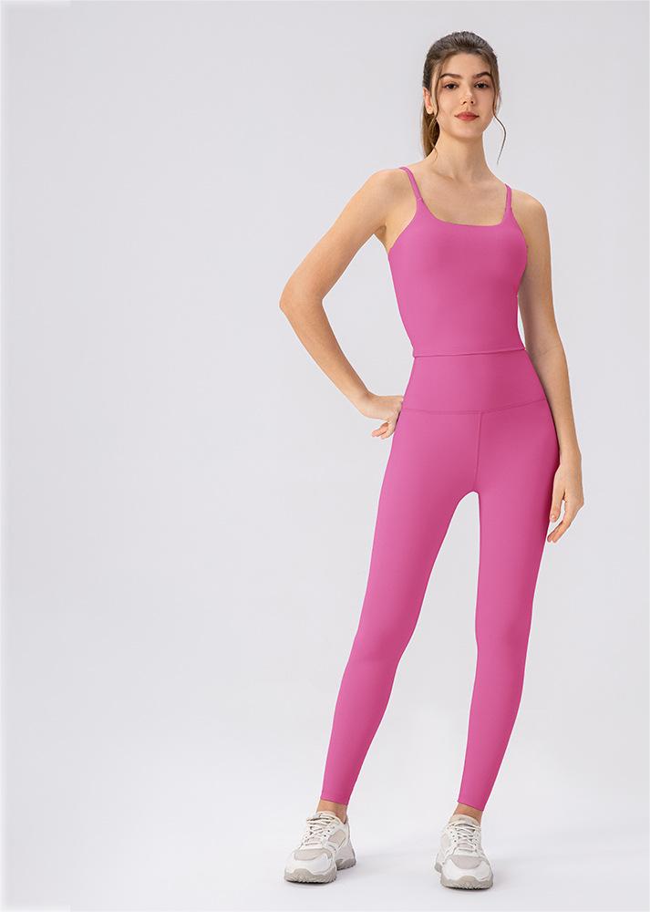 Lycra High Elastic Yoga Clothes Suit Shockproof Running Exercise Vest Nude Feel High Waist Hip Lift Skinny Yoga Pants Two Pieces