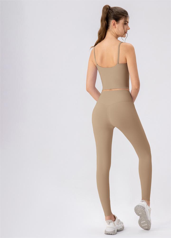 Lycra High Elastic Yoga Clothes Suit Shockproof Running Exercise Vest Nude Feel High Waist Hip Lift Skinny Yoga Pants Two Pieces