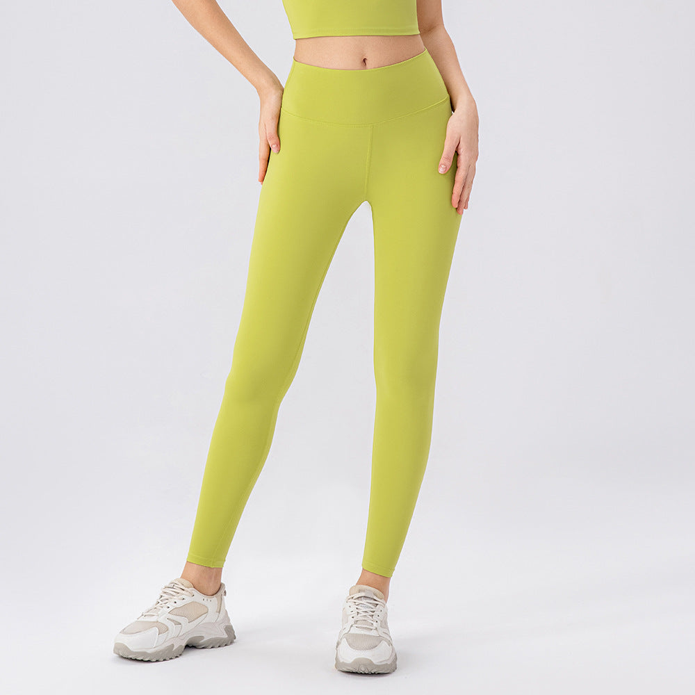 High Elastic Lycra Yoga Pants Naked Women Sense Skinny Hip Raise Running Workout Pants High Waist Belly Contracting Pilates Fitness Trousers