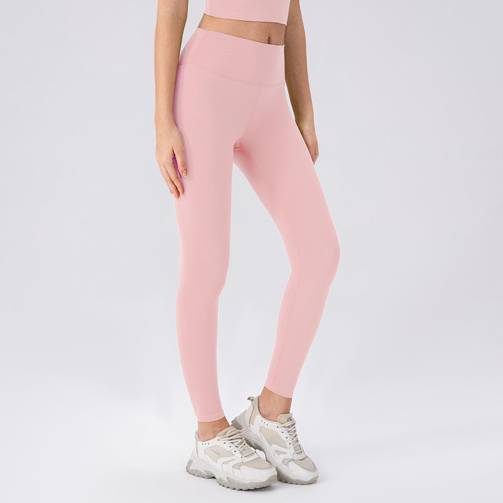 High Elastic Lycra Yoga Pants Naked Women Sense Skinny Hip Raise Running Workout Pants High Waist Belly Contracting Pilates Fitness Trousers